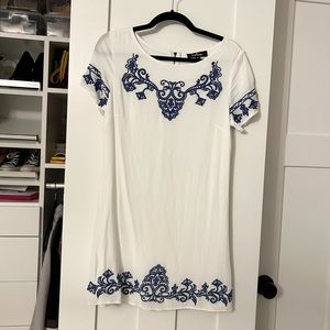 White with navy detail LULU dress M